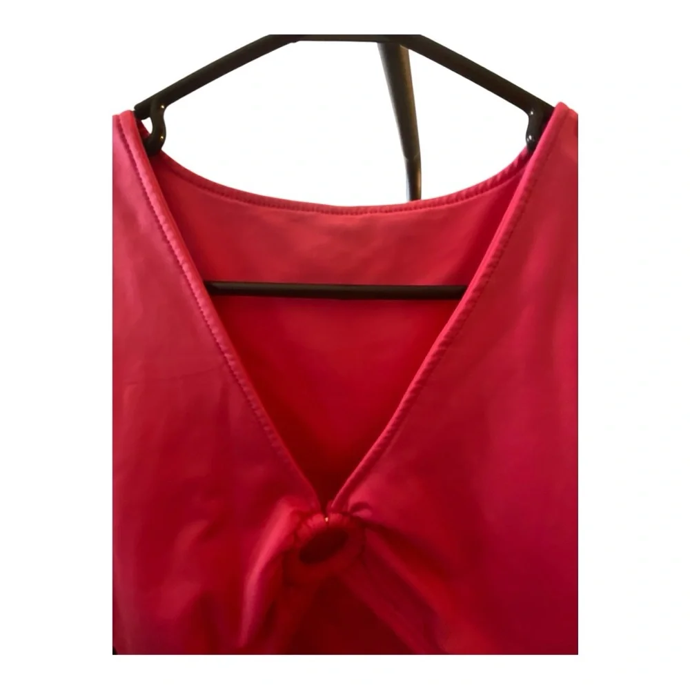 EVRI Red Crop Tie Front Tank Top